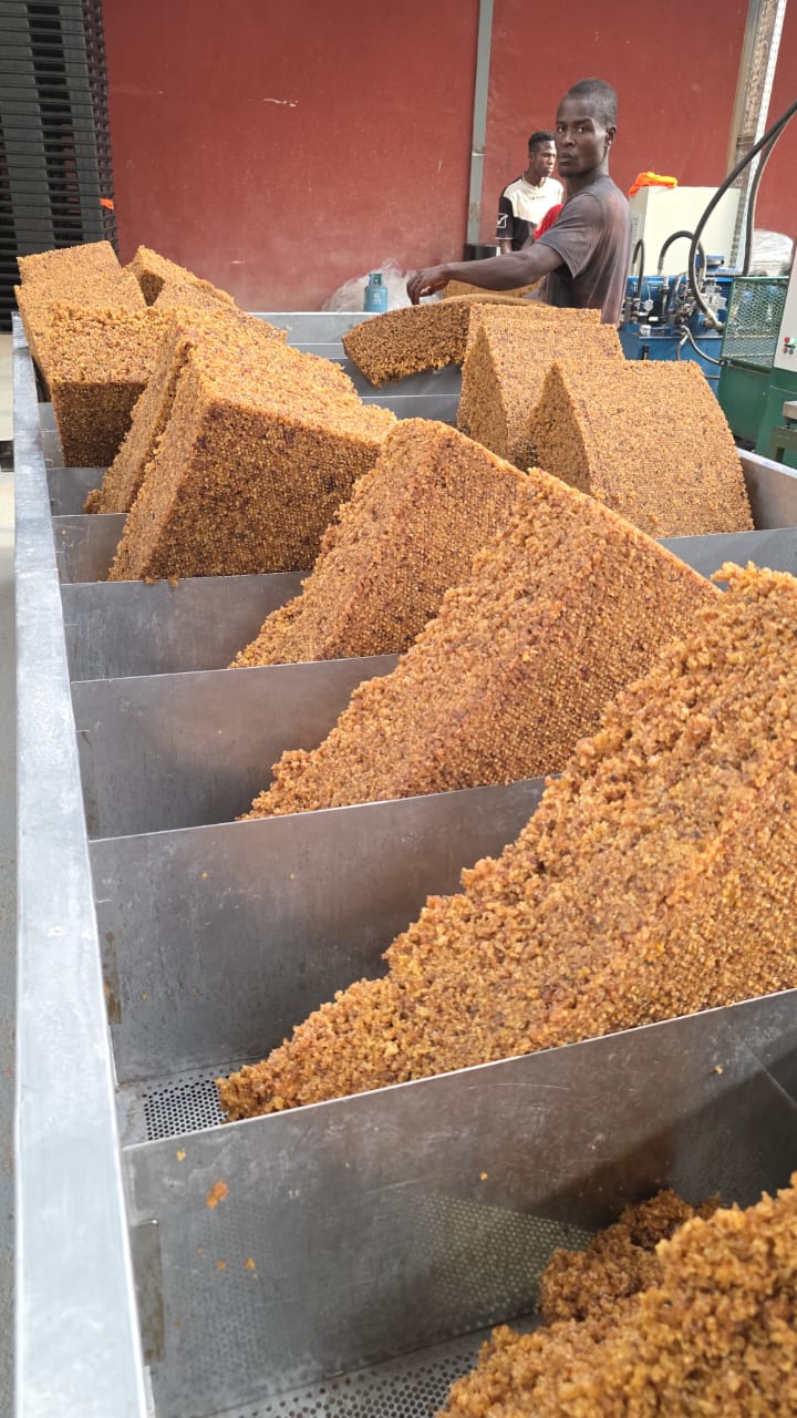 Crêpes de caoutchouc naturel en sortie de séchage à l'usine